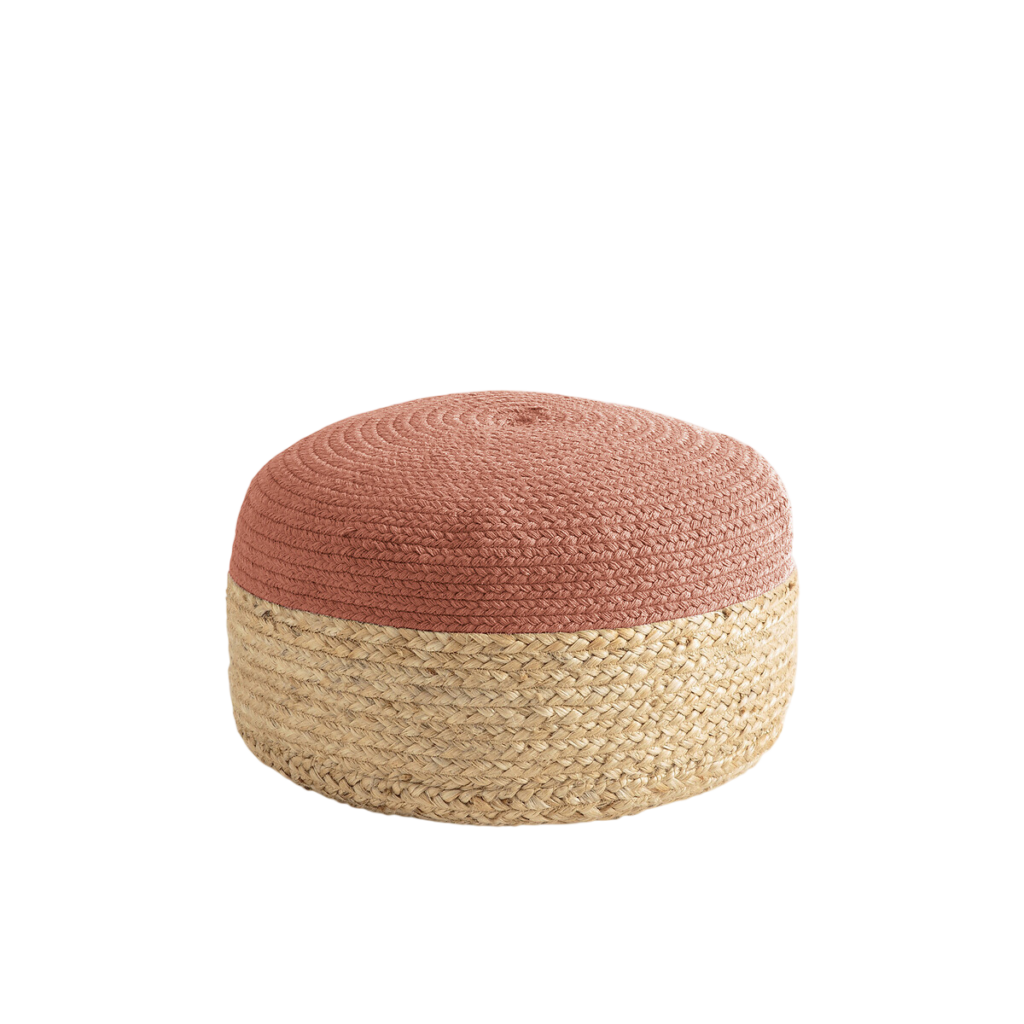 Pouf La Redoute jute Popayan rose bicolore