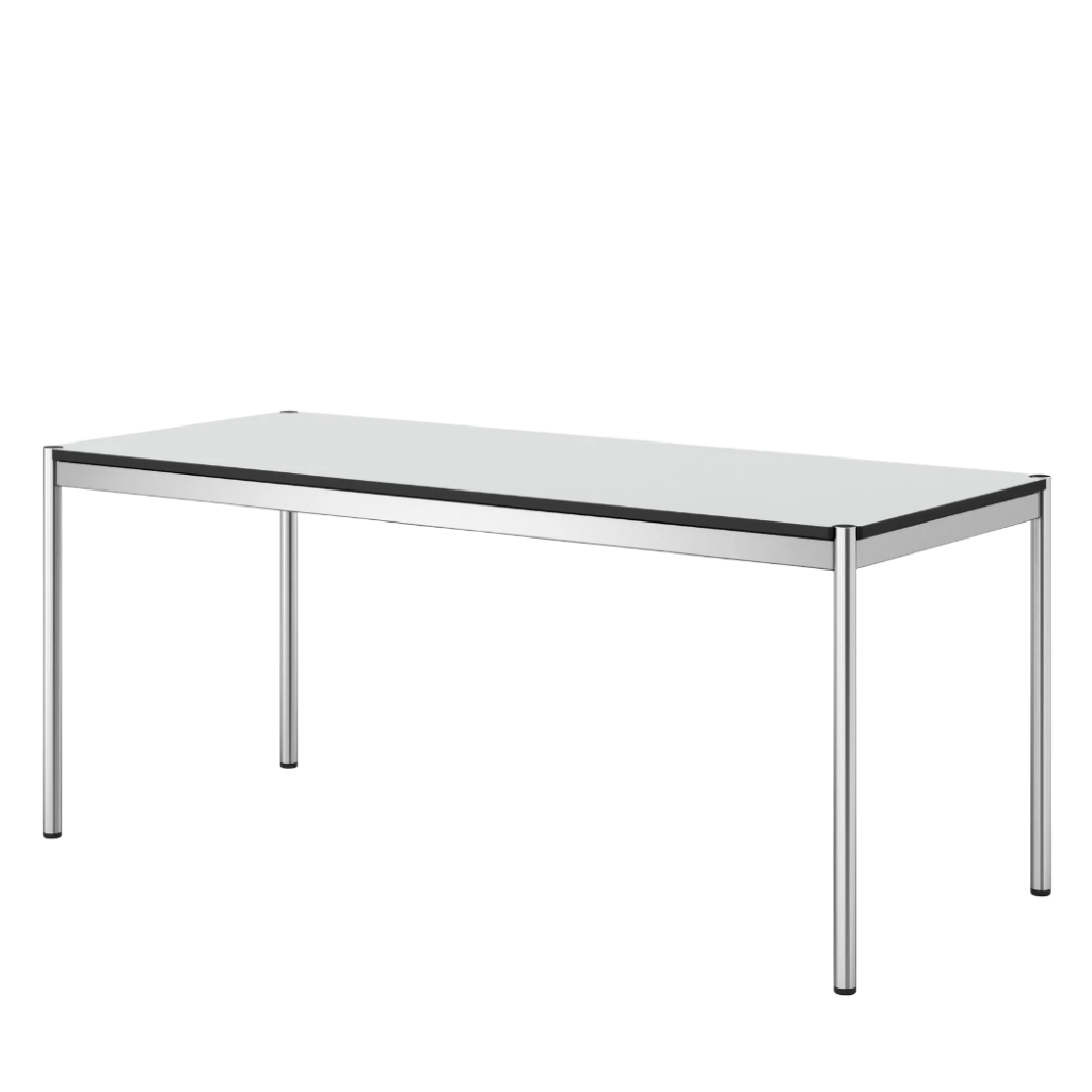 image-Photoroom (1) Table USM Haller T69 L1750 Stratifié gris perle table réunion bureau aluminium